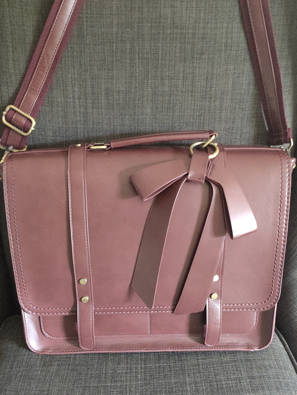 🆕ECOSUSI Stylish Bow-Accent Women’s Crossbody Travel Bag in Rose Brown w/Strap